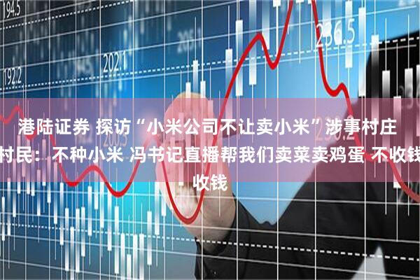 港陆证券 探访“小米公司不让卖小米”涉事村庄 村民：不种小米 冯书记直播帮我们卖菜卖鸡蛋 不收钱